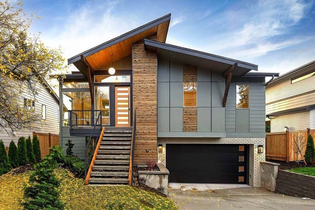 James Hardie 4x8 Reveal Panels with Smooth Finish in Gray Slate Colour and Cedar Soffits Best siding installation company in Canada. We work with James Hardie, Cedar, Vinyl and Metal siding