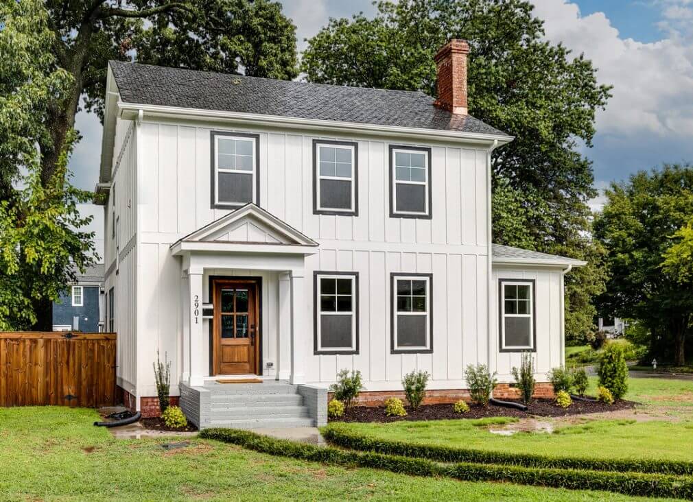 James Hardie Board and Batten Siding in Arctic White James Hardie, cedar, vinyl siding installation and repair - best company in Columbus, OH